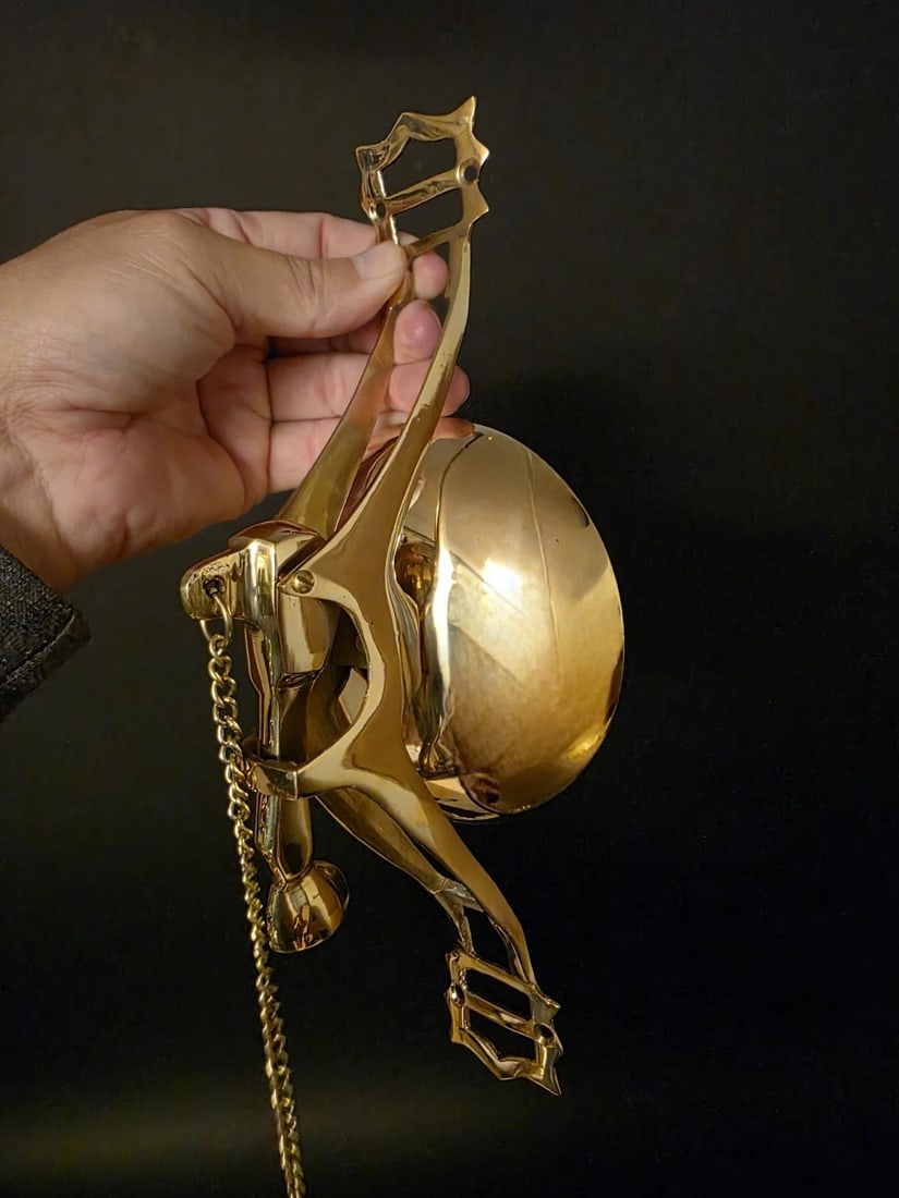 11" Wall Mount Brass Pull Chain Door Bell - 2