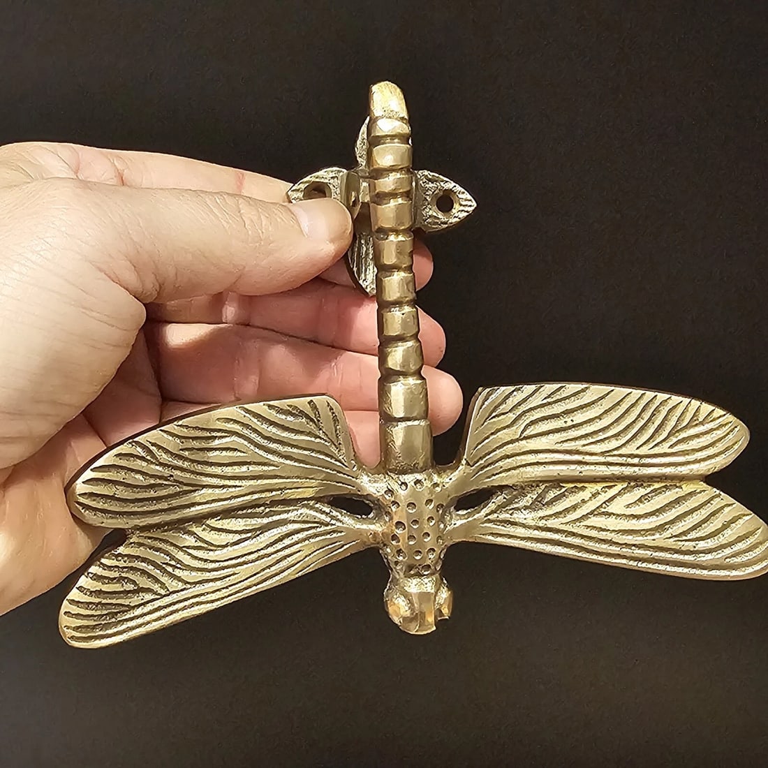 6-1/4" Brass Dragonfly Door Knocker - 7