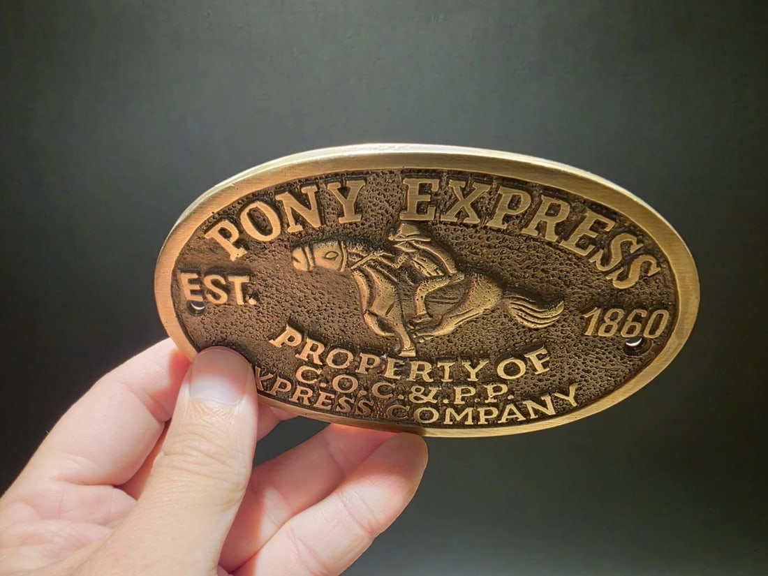 Brass Pony Express Oval Plaque - 11