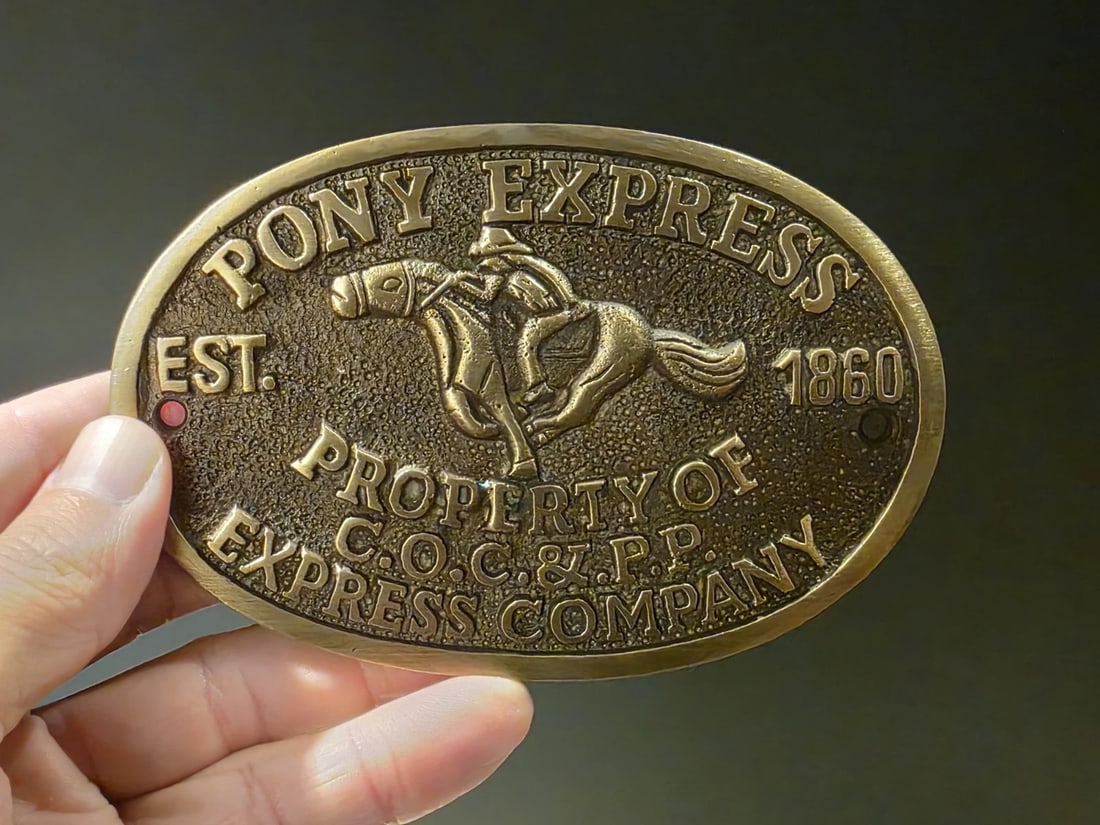 Brass Pony Express Oval Plaque - 5