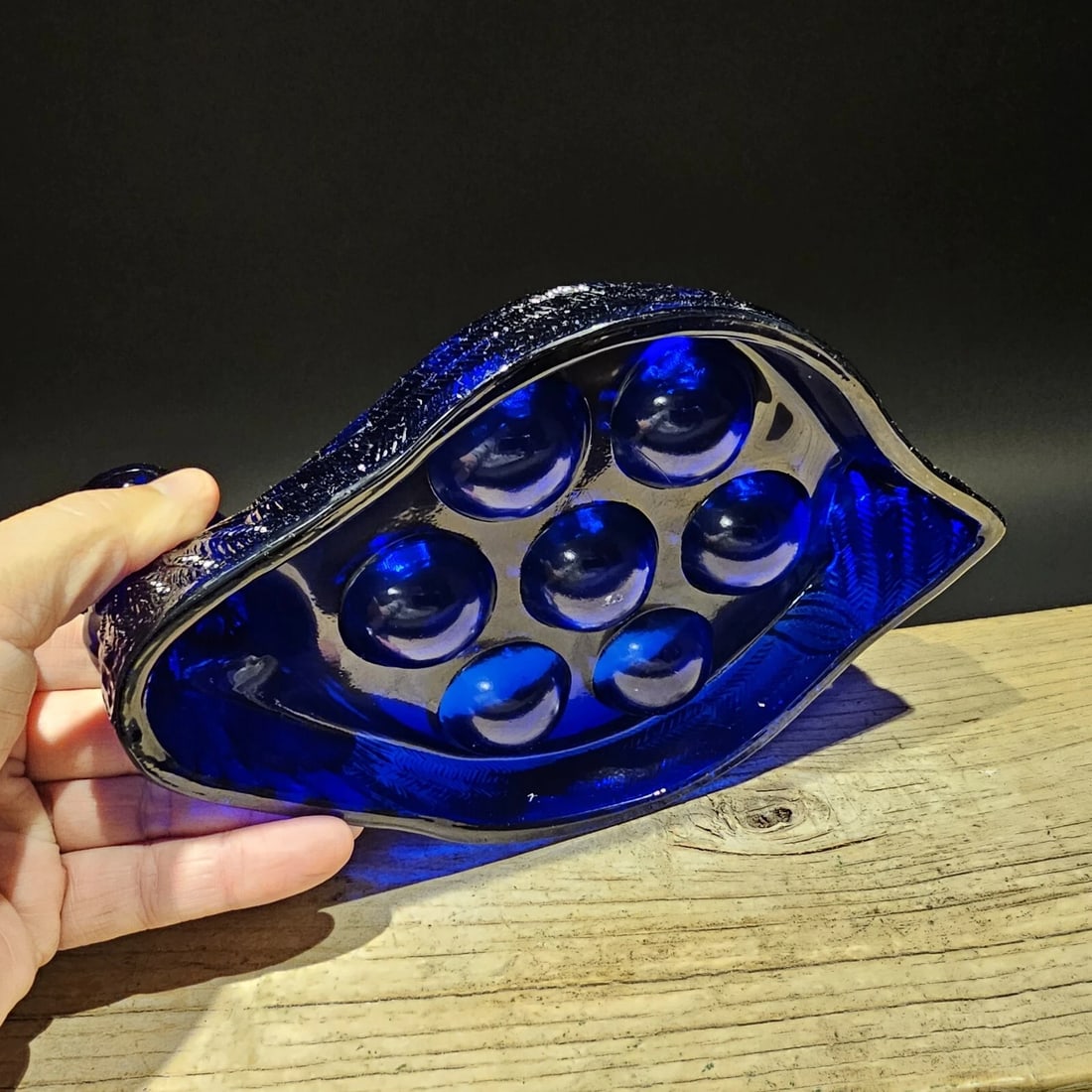 Blue Depression Glass Nesting Chicken Egg Holder - 4