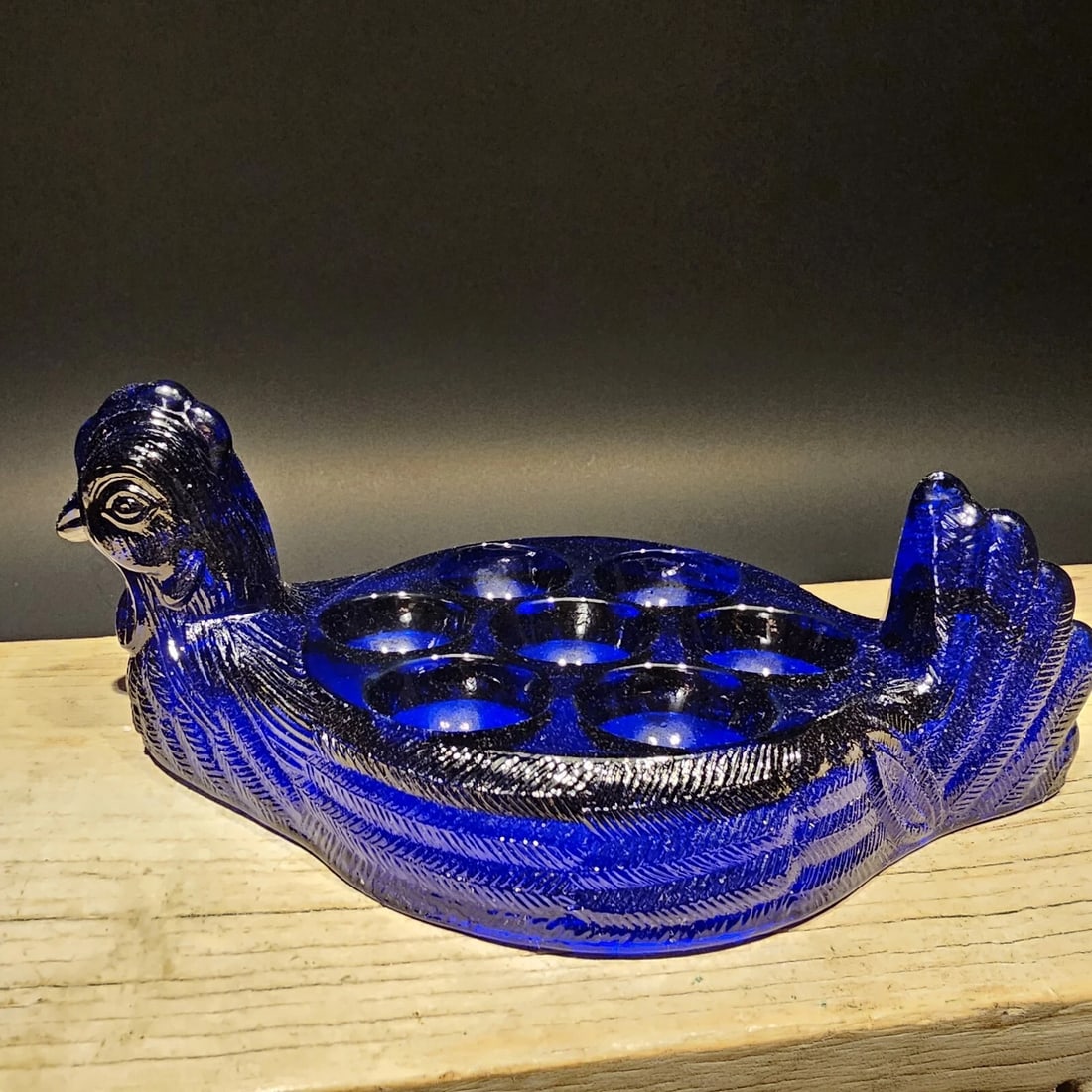 Blue Depression Glass Nesting Chicken Egg Holder - 5