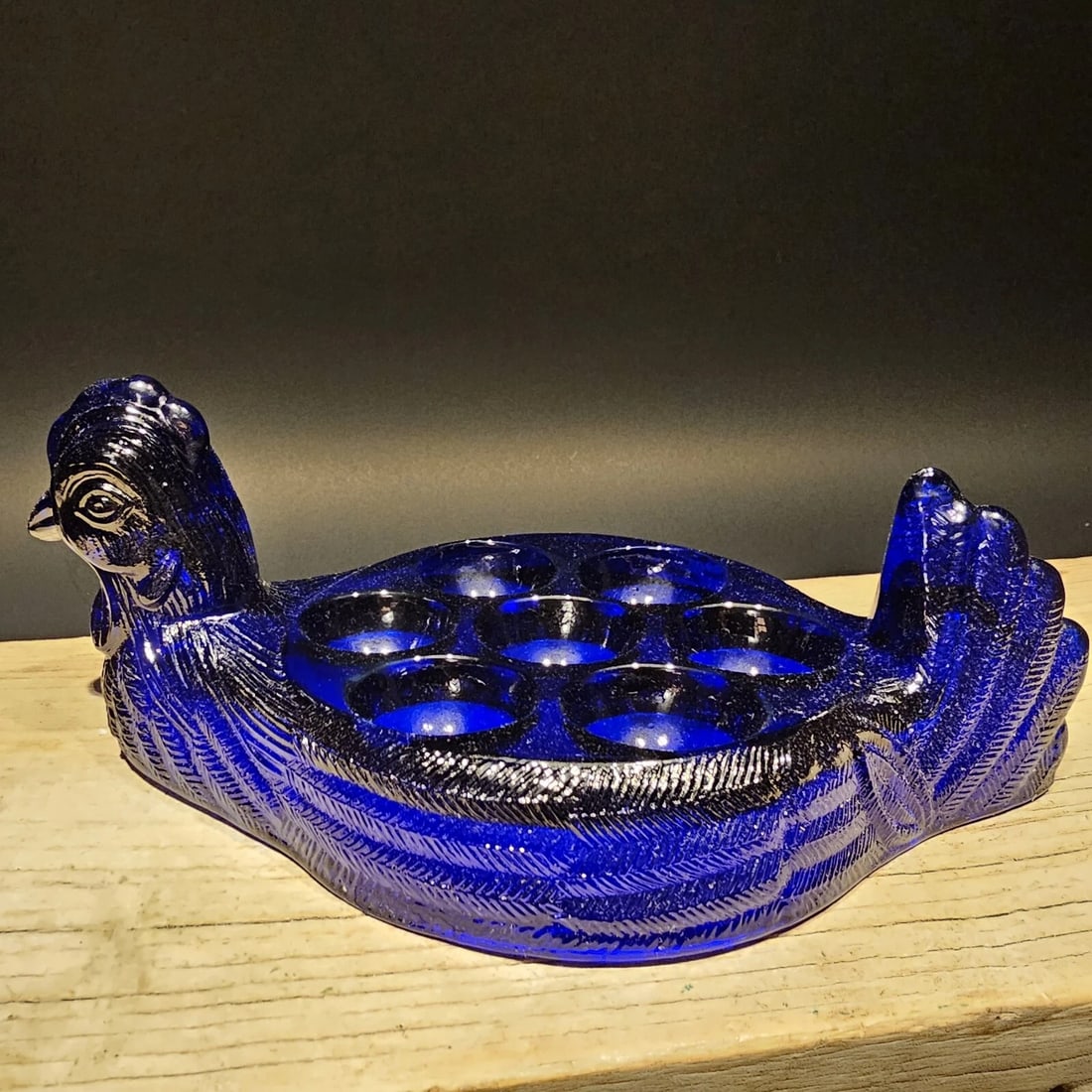 Blue Depression Glass Nesting Chicken Egg Holder - 7