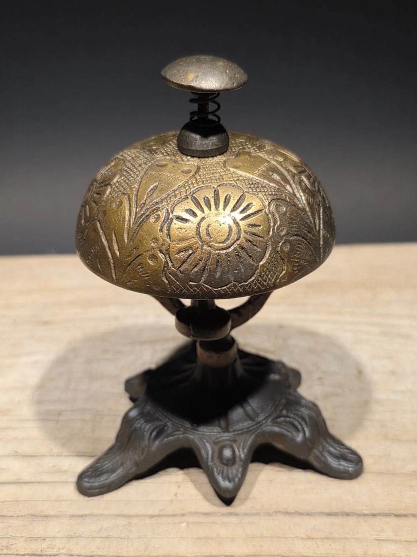 Ornate Brass Table Desk Bell - 5