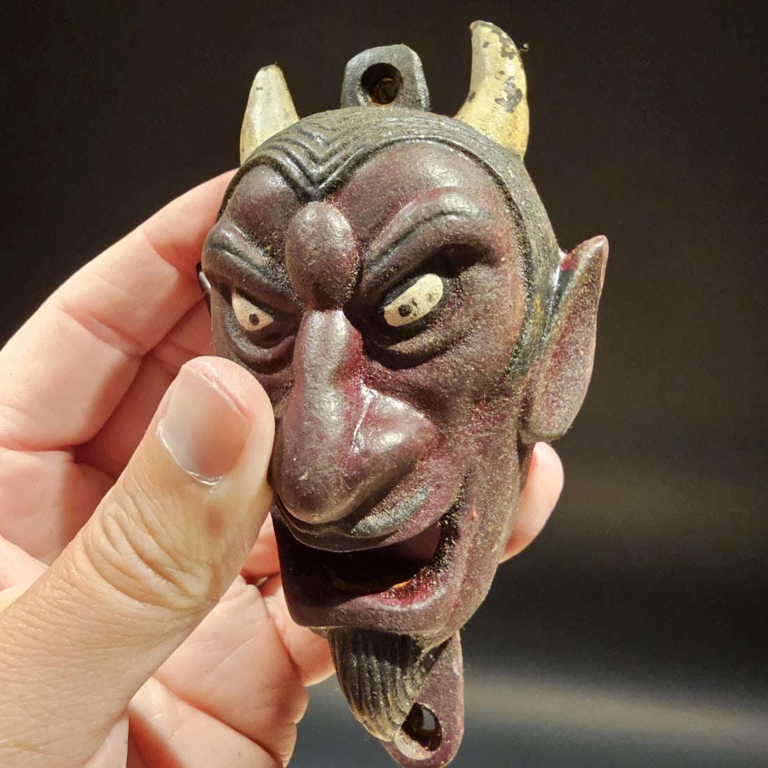 Cast Iron folk art Devil Wall mount Bottle Opener - 14