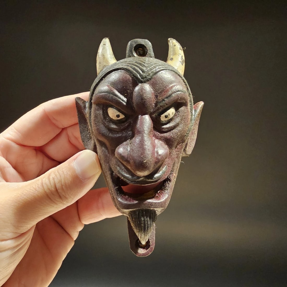 Cast Iron folk art Devil Wall mount Bottle Opener - 8