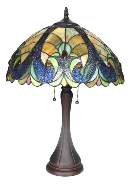 22" Stained Glass Pull chain Table Lamp - 2