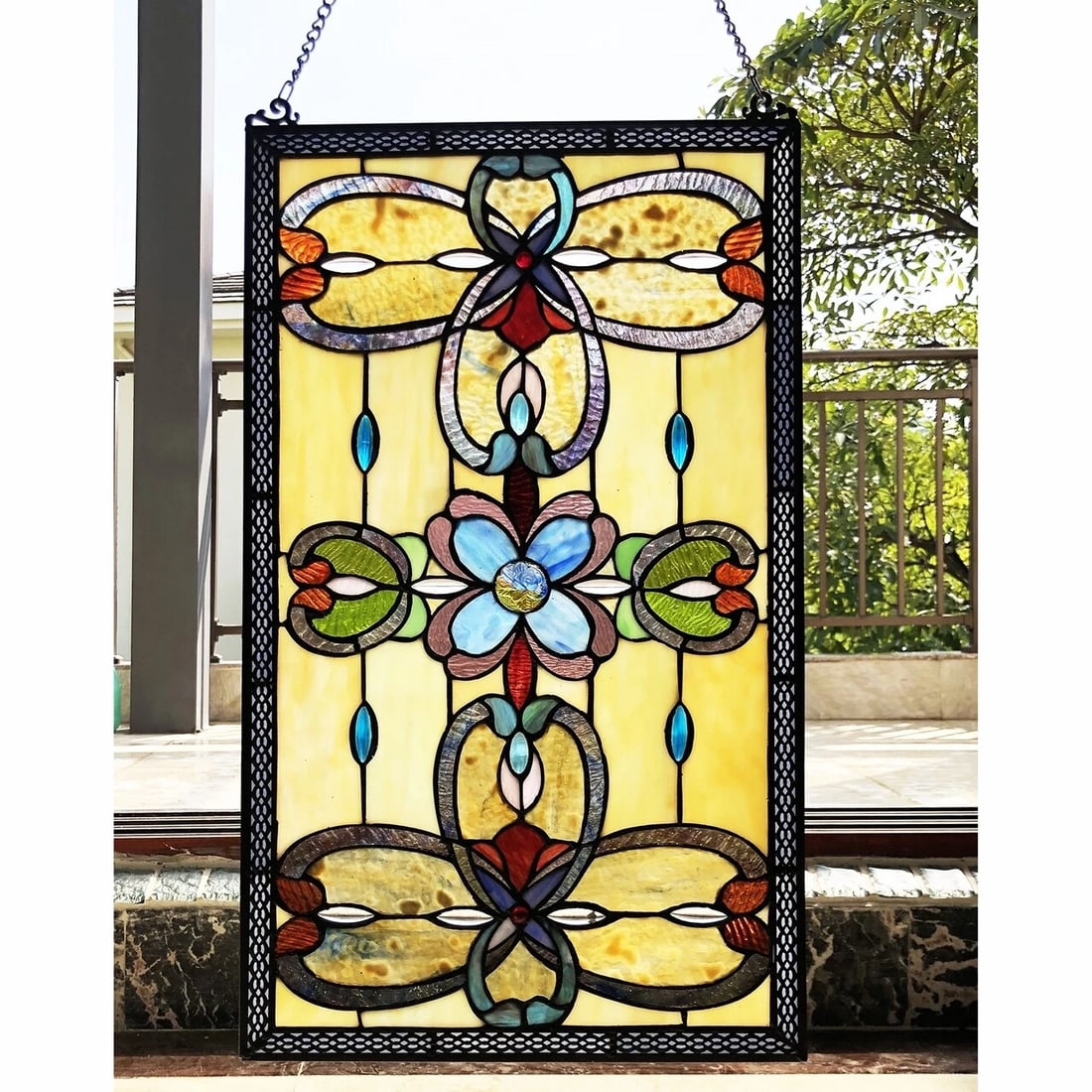 26" Stained Glass Window Hanging Panel Suncatcher - 3