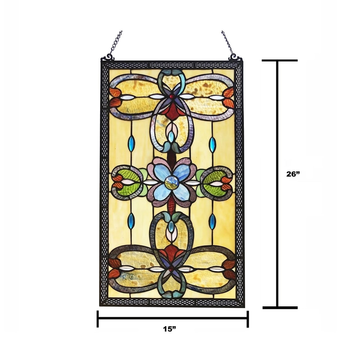 26" Stained Glass Window Hanging Panel Suncatcher - 4