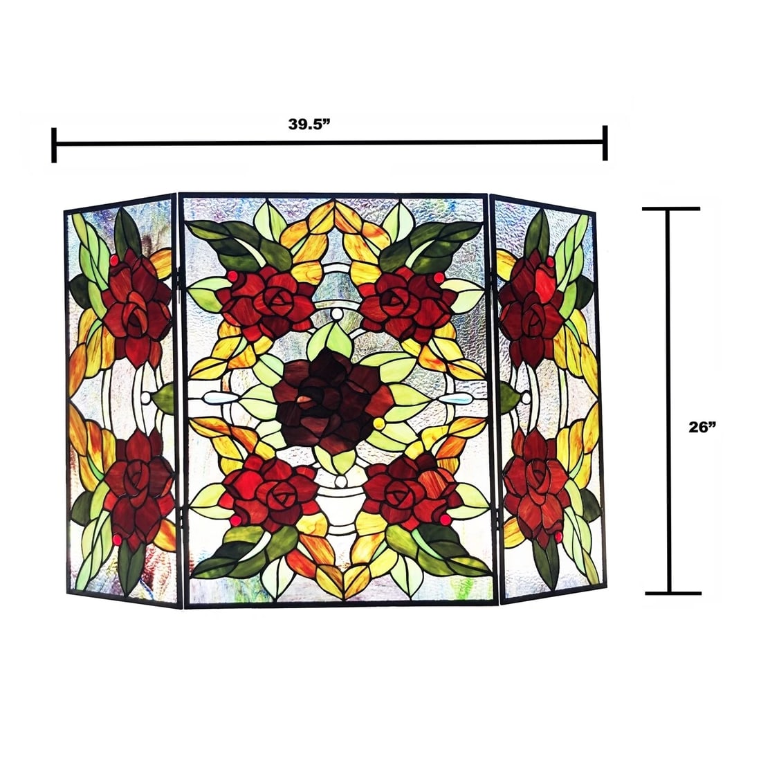 40" Folding Stained Glass Fireplace Screen - 4