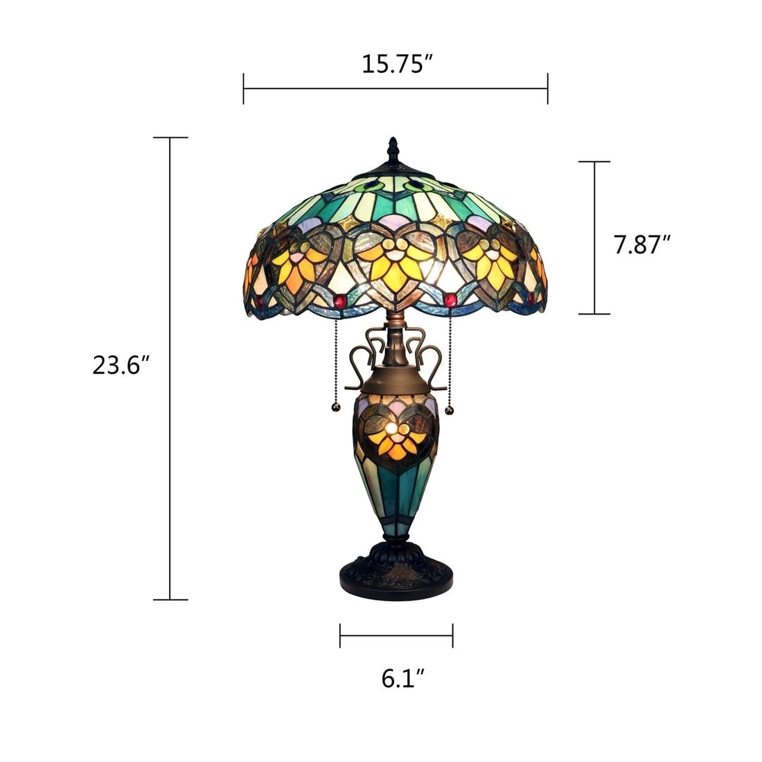 23.6" Stained Glass Lit Base Table Lamp - 7