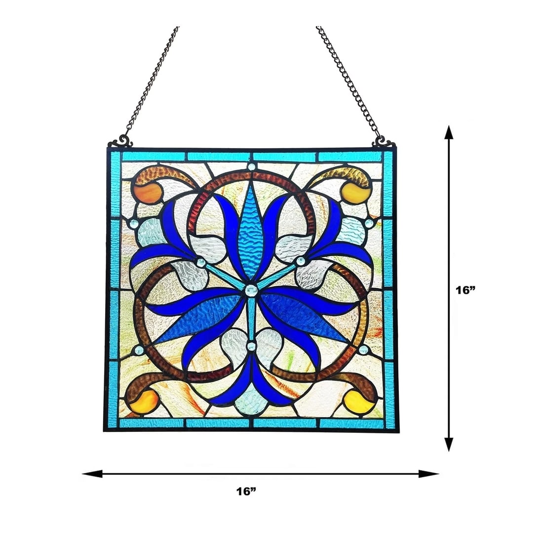 16" Stained Glass Hanging Window Pane Panel Suncatcher - 6