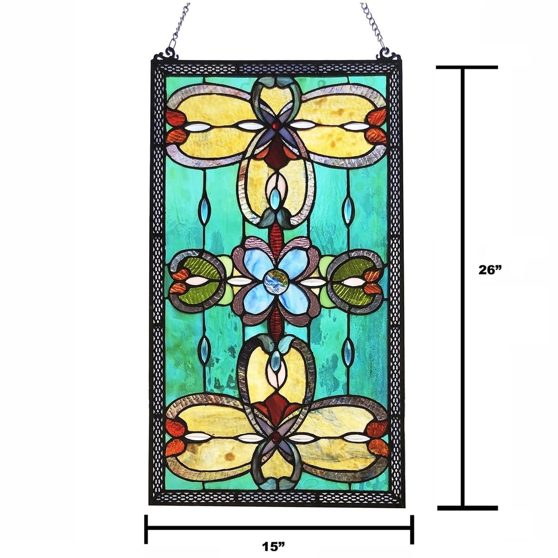 26" Stained Glass Window Hanging Panel Suncatcher - 4