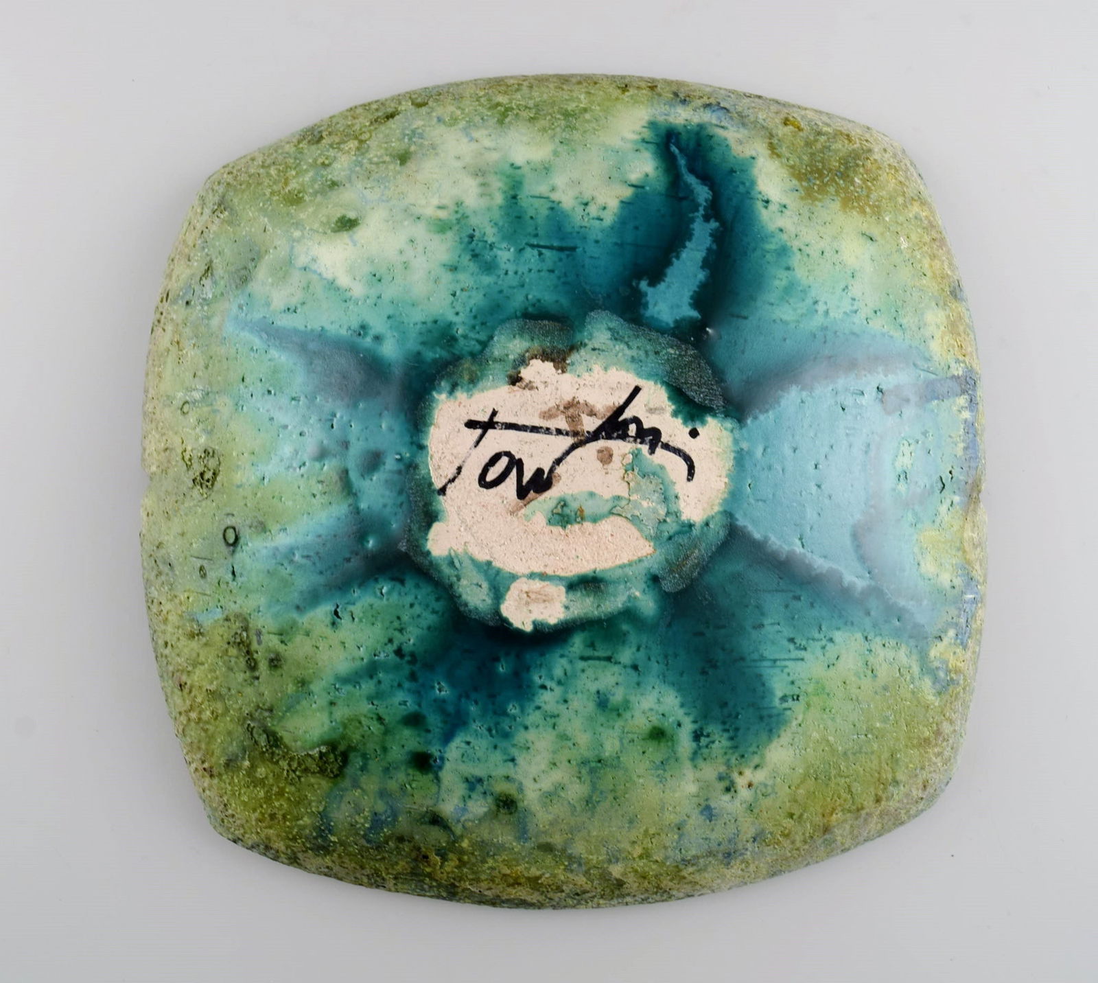 Marcello Fantoni (b.1915), Italy. Unique bowl in glazed ceramics. Beautiful glaze in shades of green - 8
