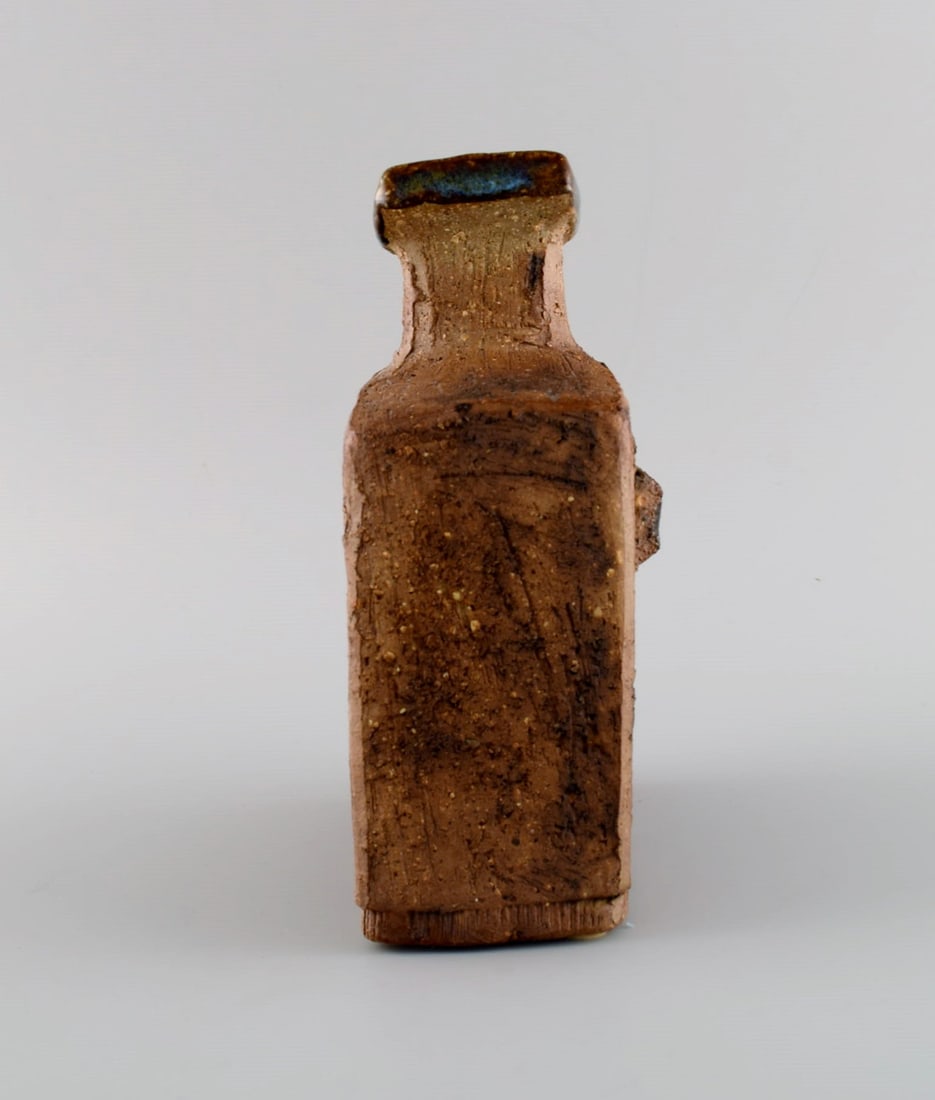 Curt M. Addin (1931-2007) for Glumslöv. Vase in partially glazed stoneware. Beautiful speckled - 4