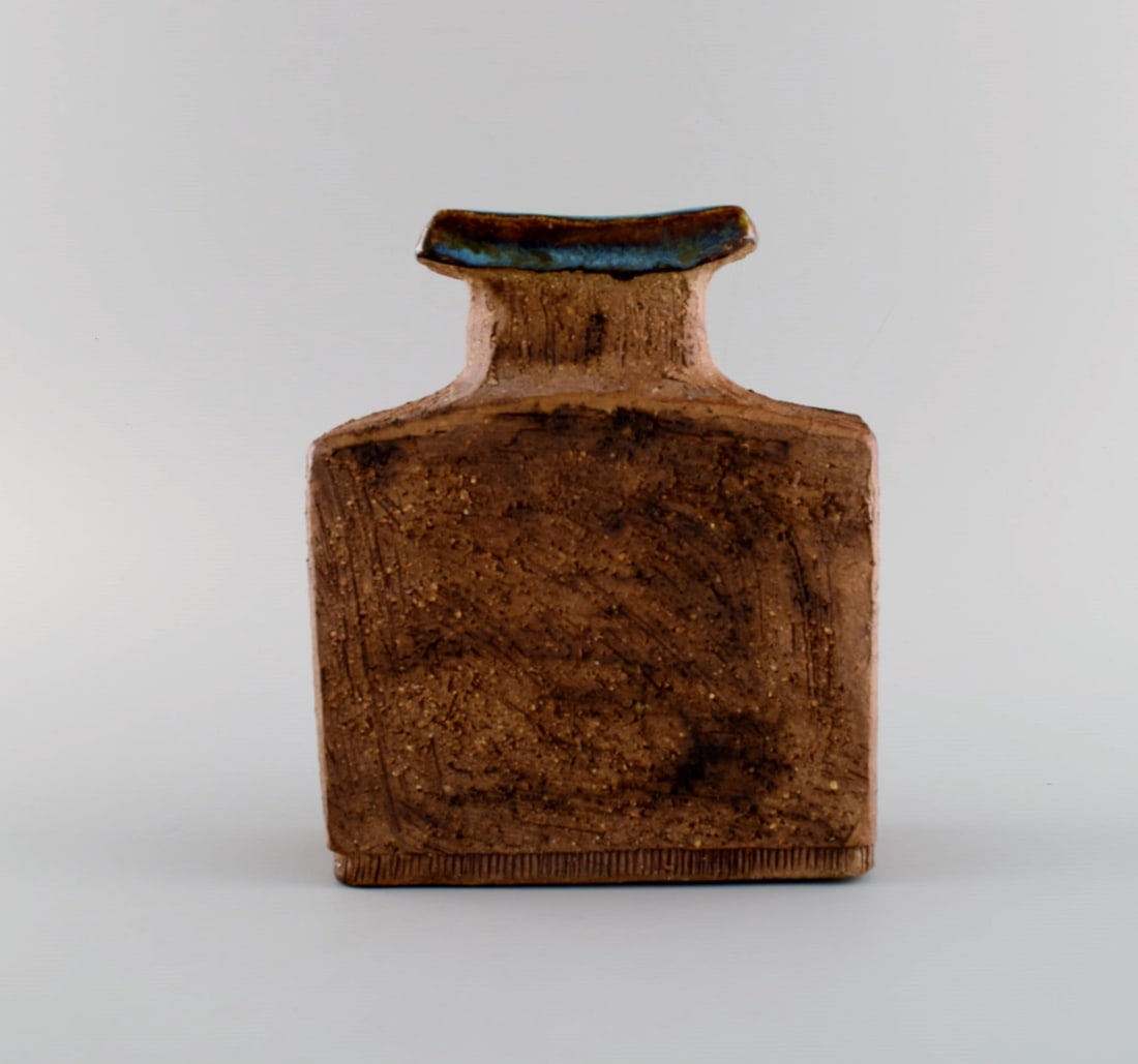 Curt M. Addin (1931-2007) for Glumslöv. Vase in partially glazed stoneware. Beautiful speckled - 5