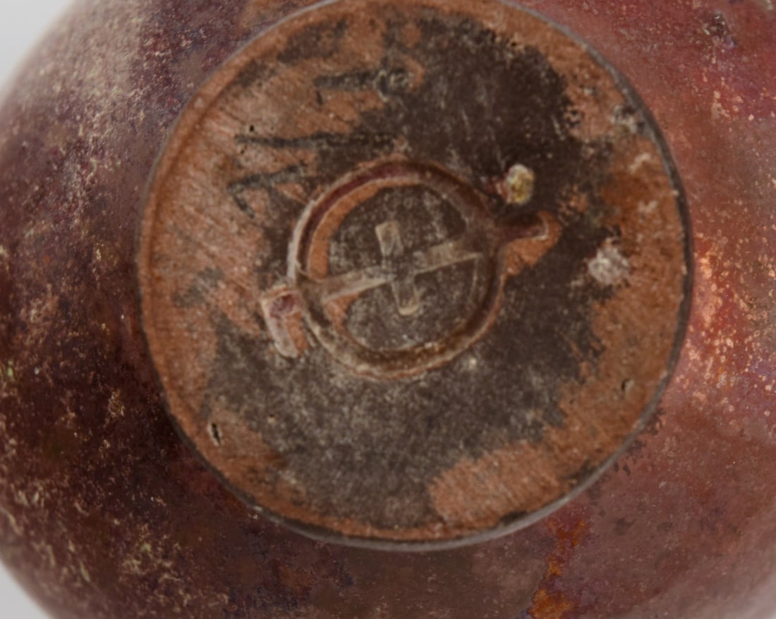 European studio ceramist. Small unique vase / jug in glazed stoneware. Beautiful luster glaze. 1960s - 7