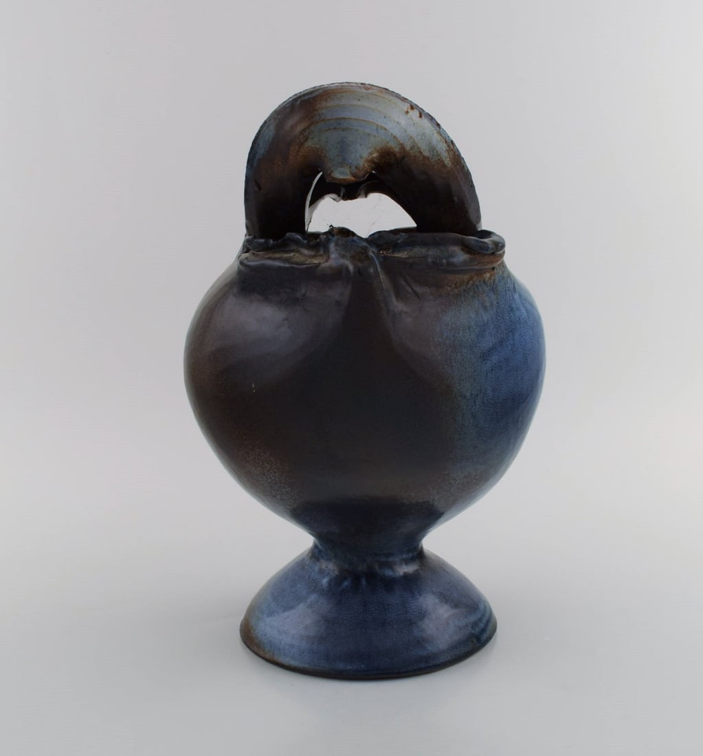 Francis Milici (b. 1952) for Vallauris. Large organically shaped unique vase in glazed ceramics. - 2