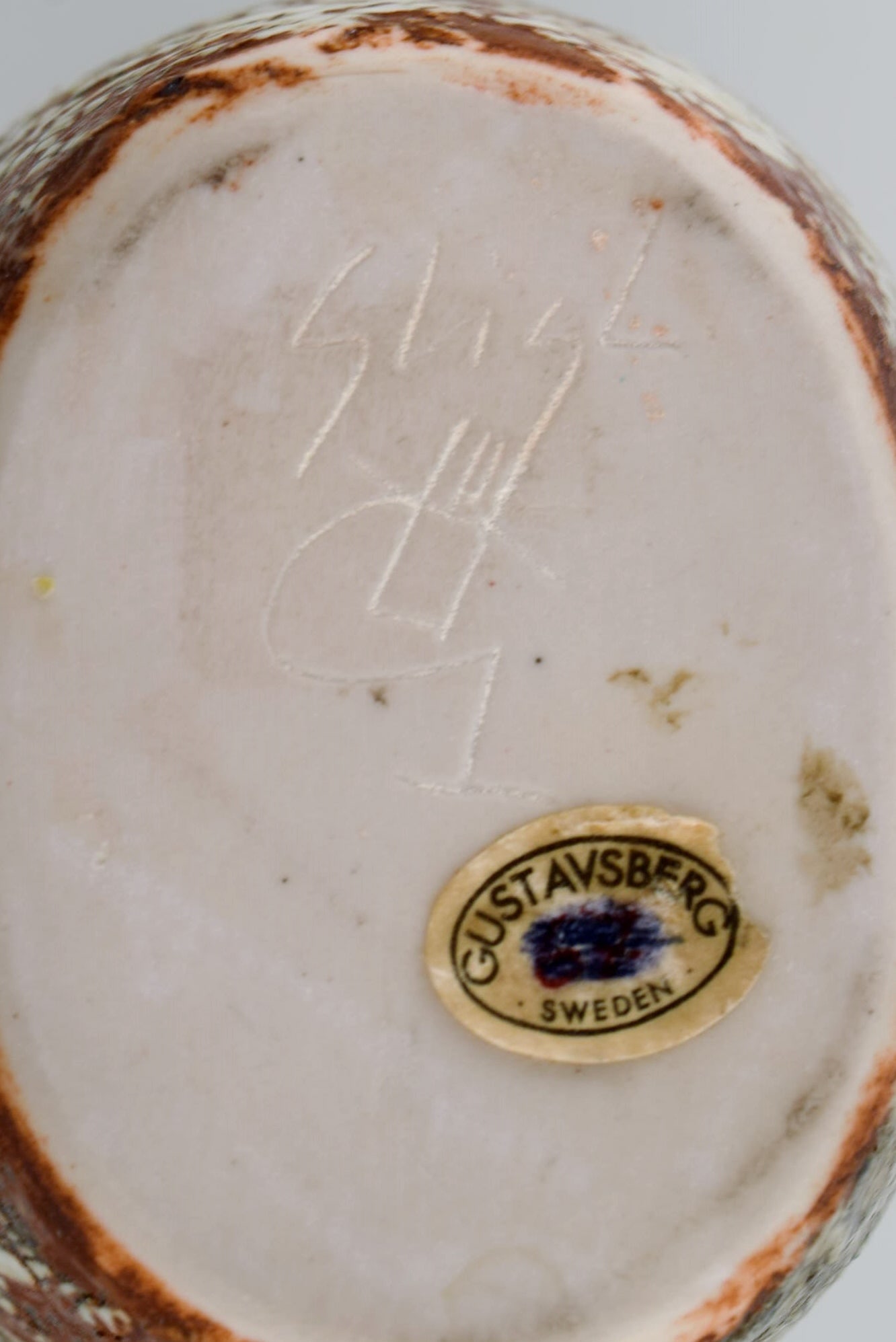 Stig Lindberg for Gustavsberg Studiohand. Vase glazed ceramics. Beautiful glaze in brown and sand - 6