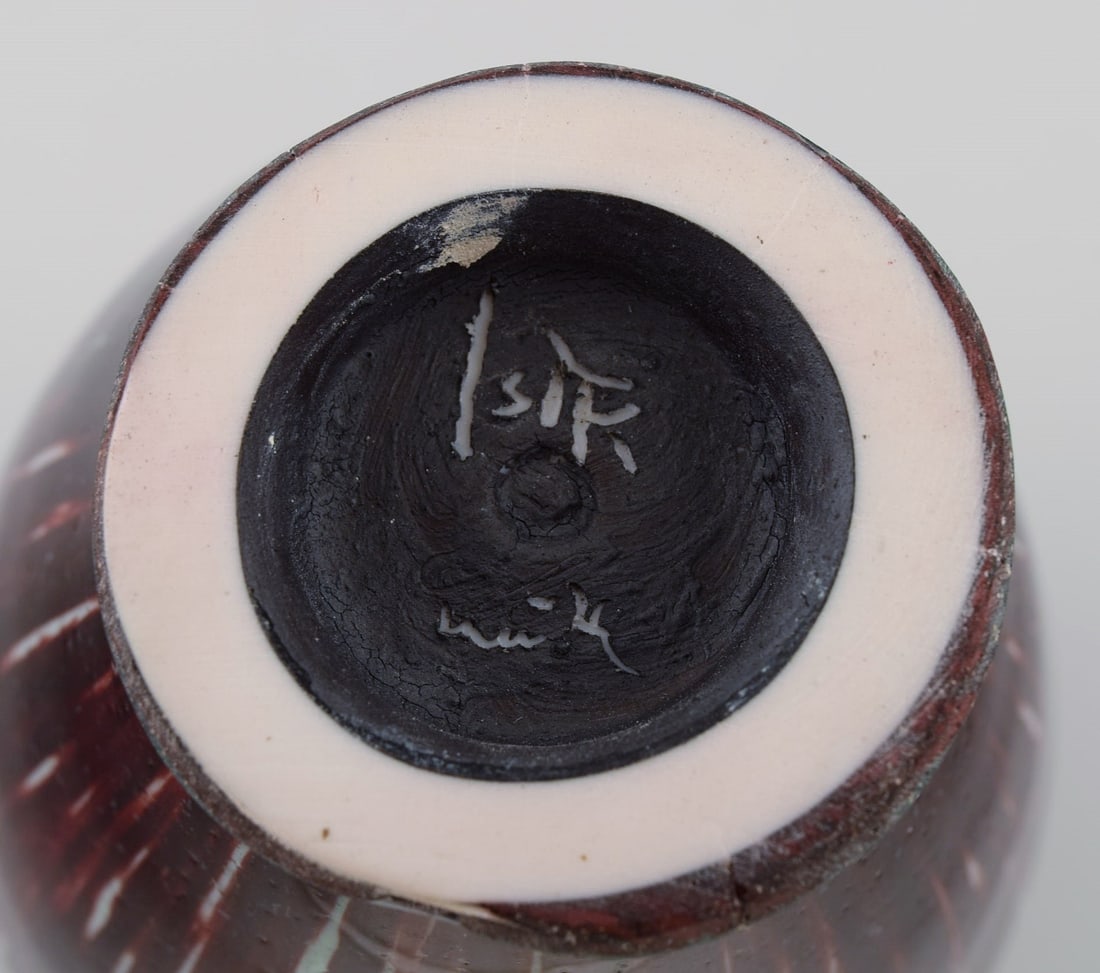 Isak Isaksson, Swedish ceramicist. Unique vase in glazed ceramics. Beautiful glaze in turquoise and - 7