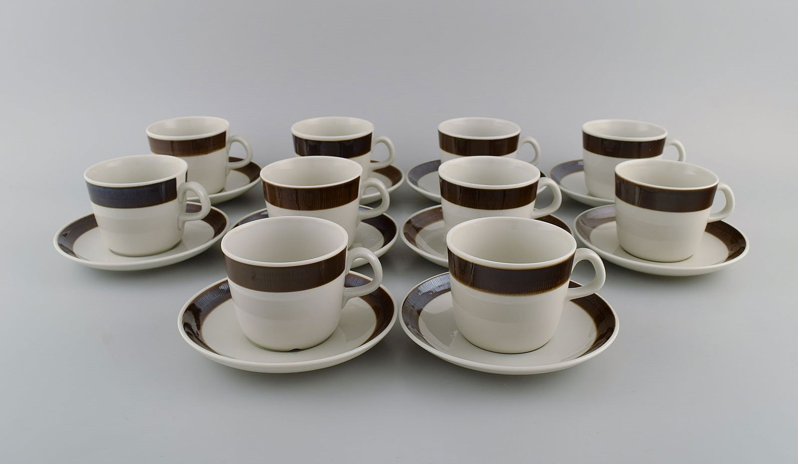Hertha Bengtsson (1917-1993) for Rörstrand. 10 Koka coffee cups with saucers in glazed (1 of 5)