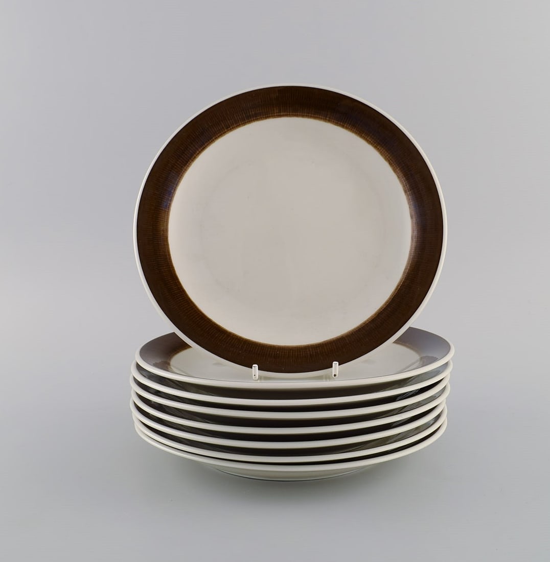 Hertha Bengtson (1917-1993) for Rörstrand. Eight Koka lunch plates in glazed stoneware. 1960s. (1 of 4)