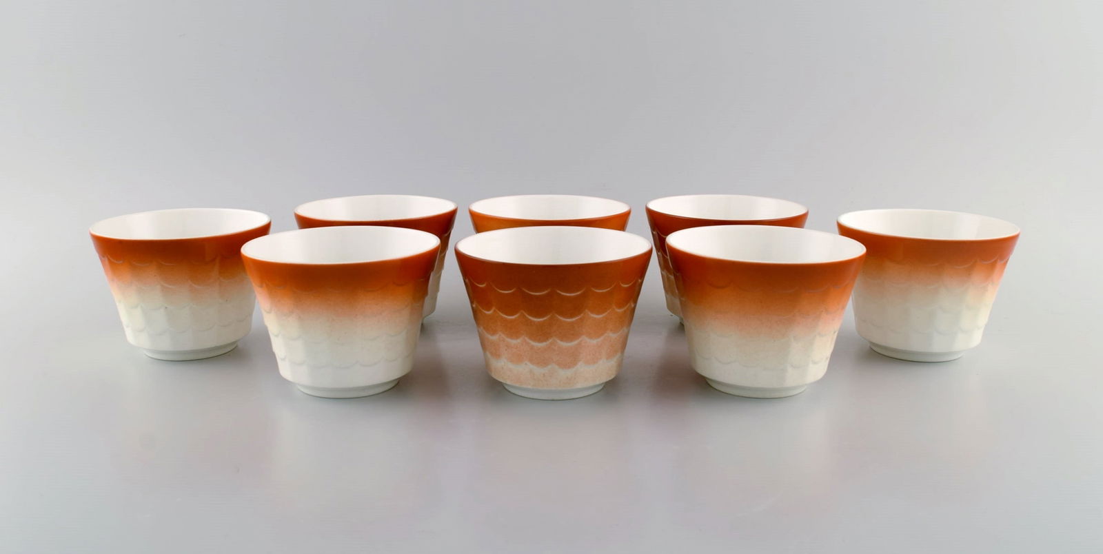 Wilhelm Kåge for Gustavsberg. Eight art deco herb pots in glazed porcelain. Swedish design, (1 of 7)