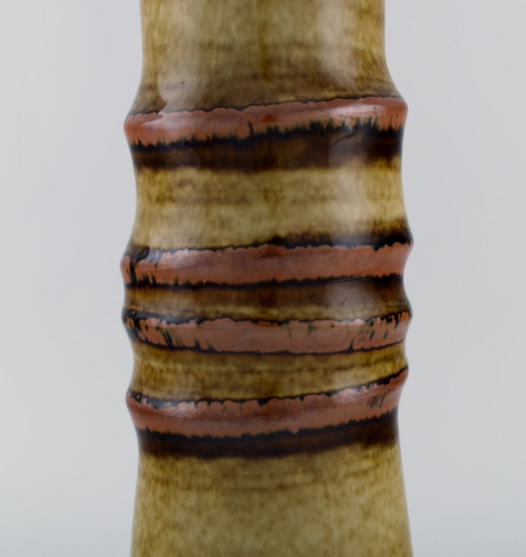Olle Alberius for Rörstrand. Floor vase in glazed ceramics. Beautiful glaze in brown and light - 5
