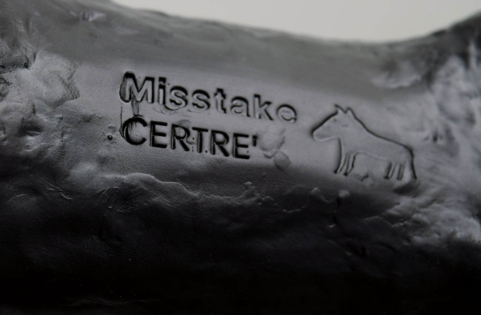 Unknown french designer. Large sculpture in black glazed stoneware. English bull terrier. Late 20th - 10