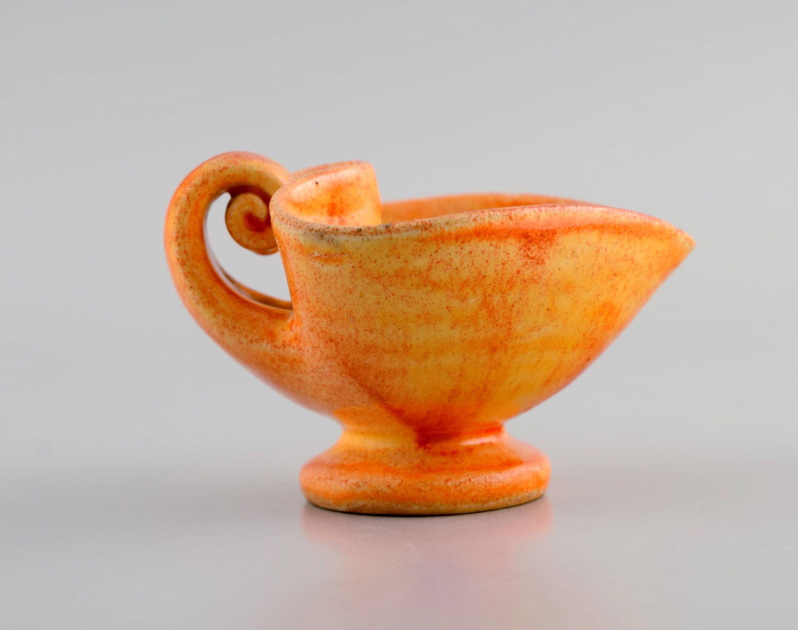 Kähler, Denmark. Cream jug in glazed stoneware. Beautiful orange uranium glaze. 1940s. - 4