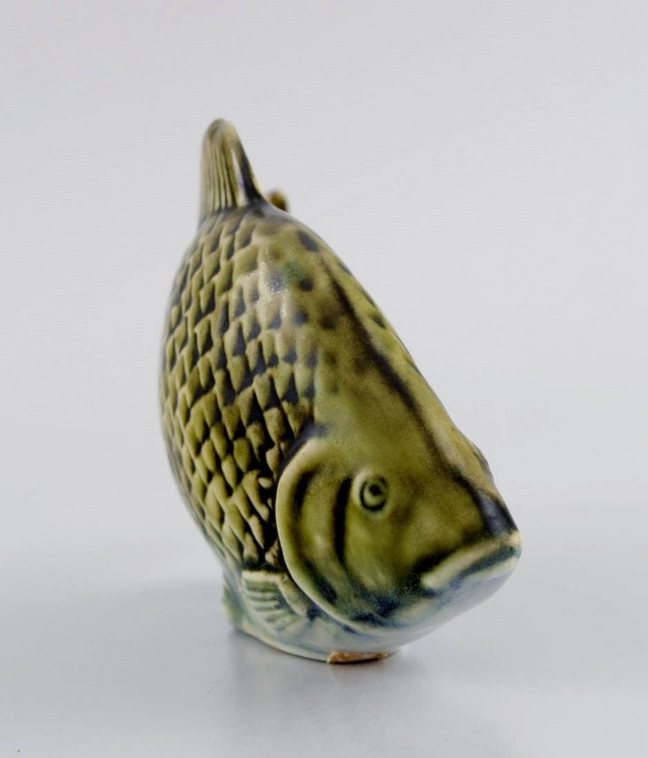 Sven Wejsfelt (1930-2009) for Gustavsberg. Unique Stim fish in glazed ceramics. Perch. 1980s. - 5