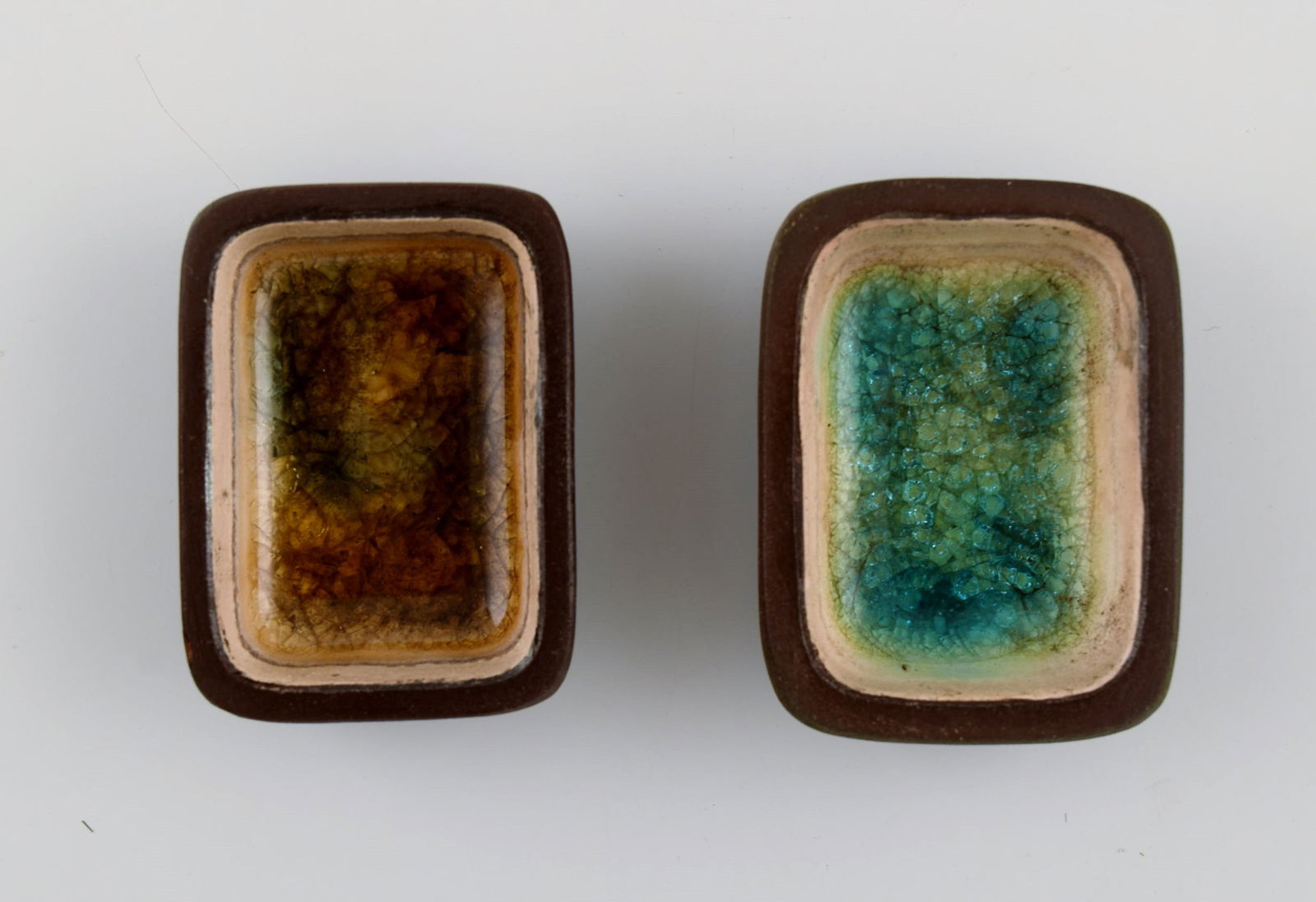 Knut Paul. Seven small bowls in glazed stoneware. Beautiful polychrome glaze. Mid-20th century. - 3