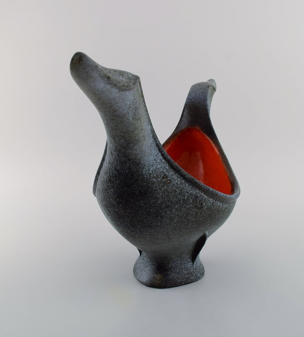Maxime Fillon (1920-2003), France. Giant bowl in glazed stoneware. Beautiful glaze in gray and red - 4