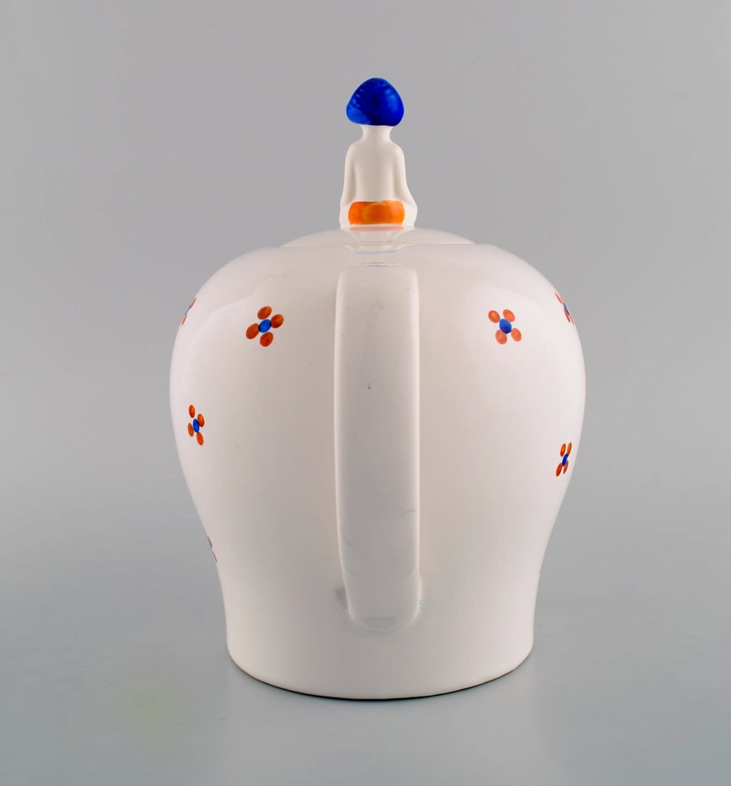 Very rare Lisa Larson "Elephant teapot" from her own workshop. Hand painted, elephant with seated - 5