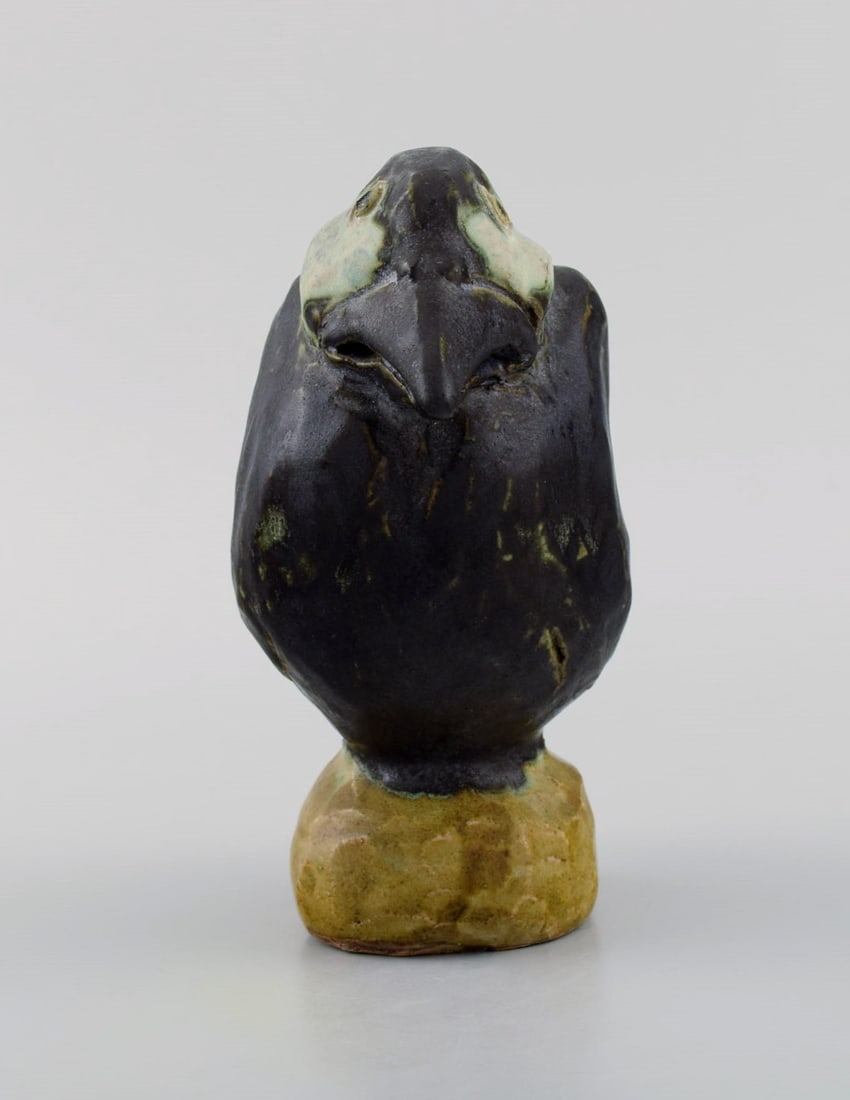 Klase Jr. for Höganäs. Unique bird in glazed stoneware. Dated 1981. Measures: 13.5 x 11 (1 of 8)