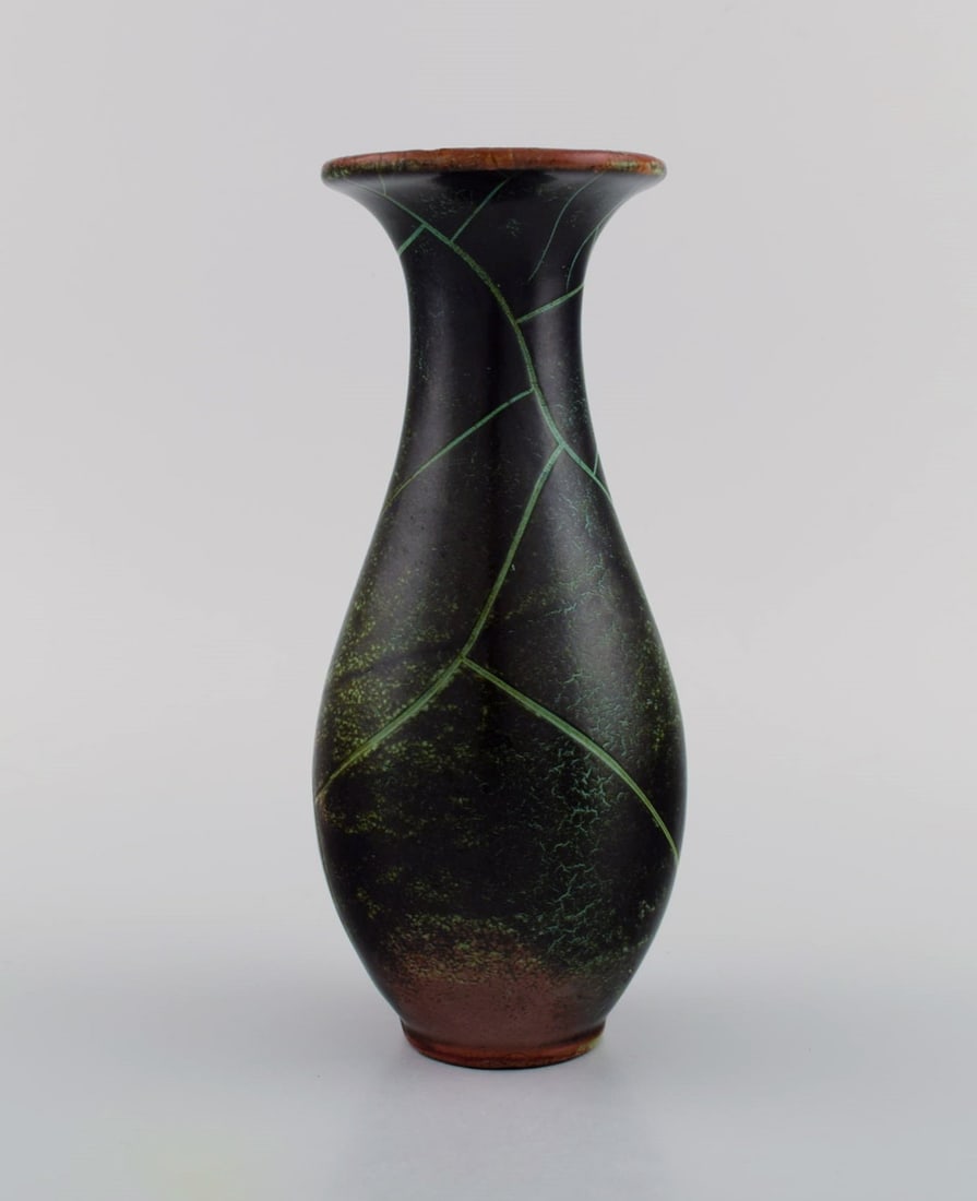 Paul Dressler for Grotenburg, Germany. Two vases in glazed stoneware. Beautiful crackle glaze in - 3