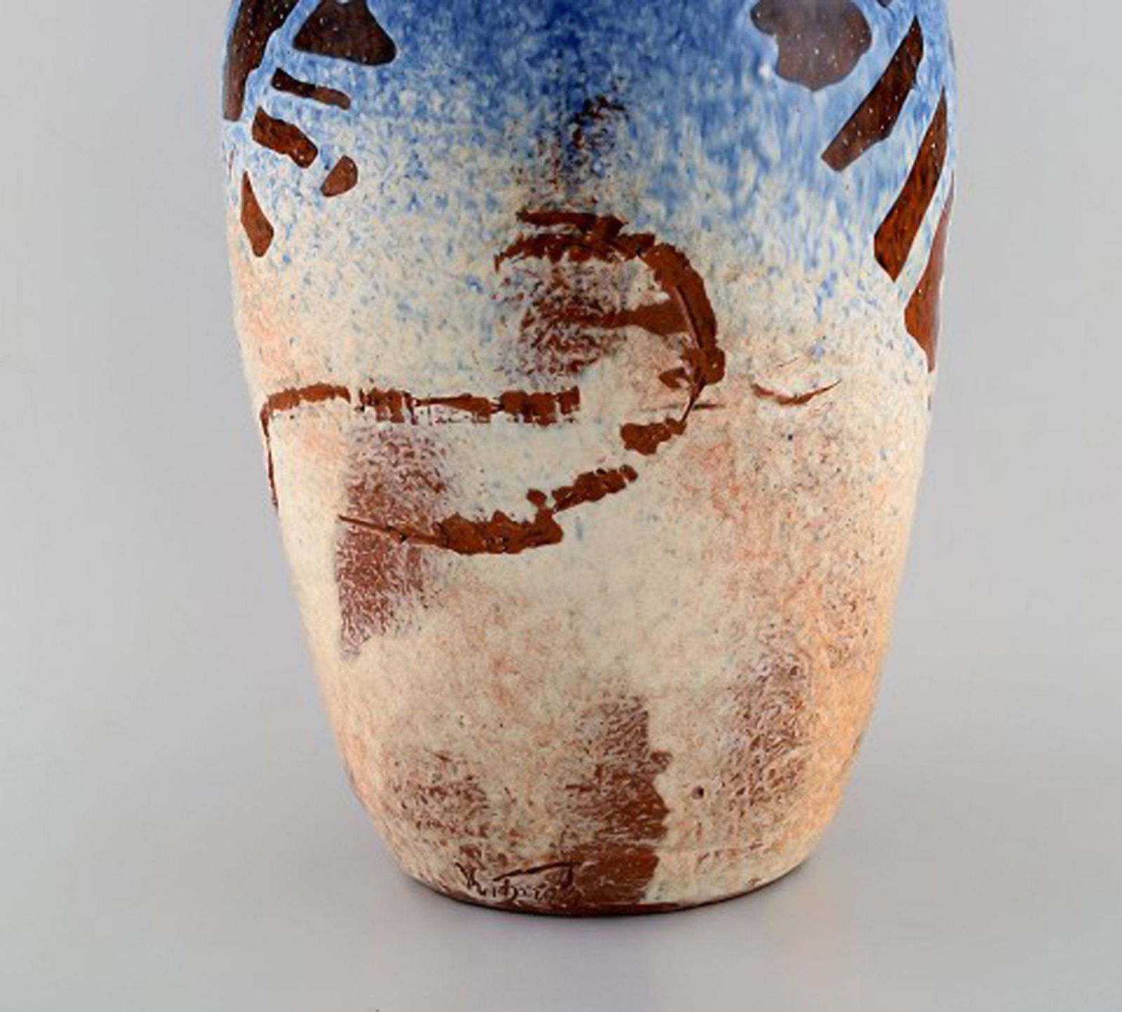 European studio ceramicist. Large unique vase in glazed ceramics. Late 20th century. - 5