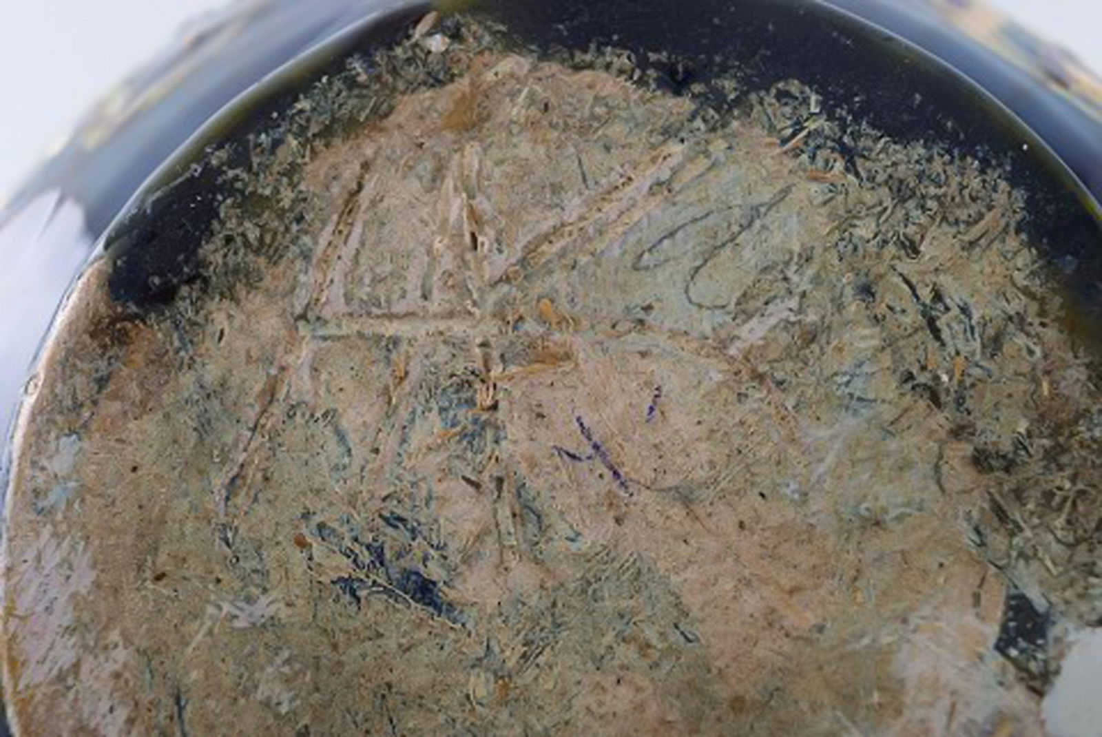 Kähler, HAK. Large vase in glazed stoneware. Flowers on blue background. 1930 / 40s. - 7