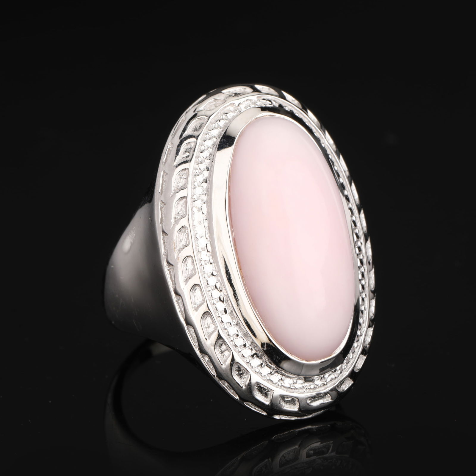 Ring: Pink Opal CAB Oval 22x11mm - 3