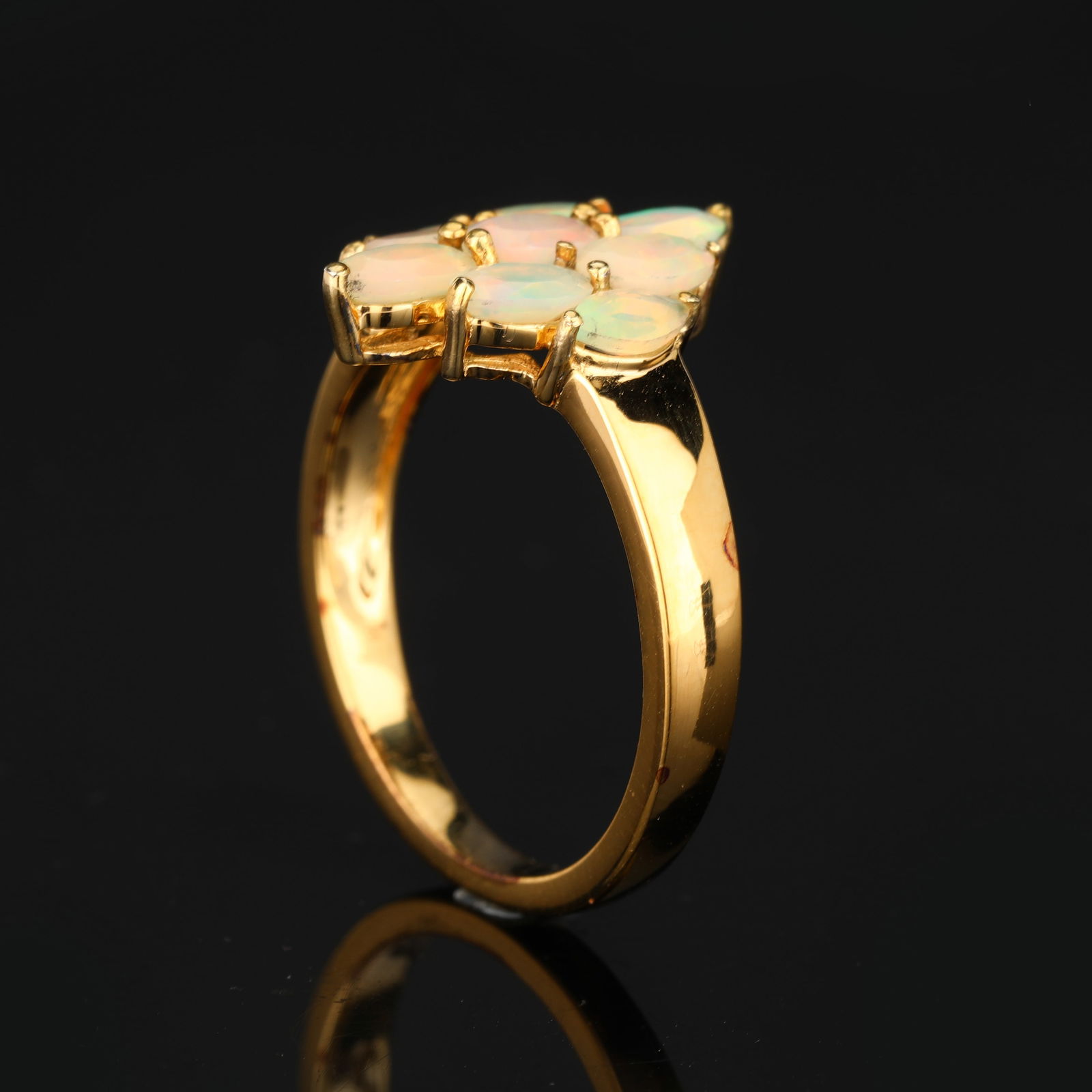 Ring: Ethiopian Opal Oval 5x3mm: No Reserve! Title: Ring: Ethiopian Opal Oval 5x3mm Description: Ethiopian Opal Oval 5x3mm - 7Pcs + Ethiopian Opal Marquise 5x2.50mm - 2Pcs Date/Period: After 2000 Materials: 925 Silver W/Yellow Gold P