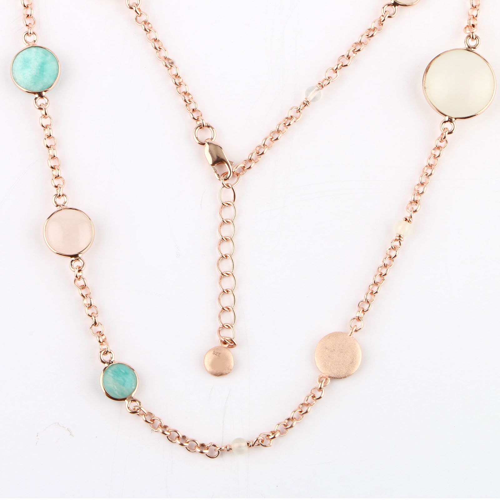 Bracelet: White Moonstone ( Pastel Color ) Almond( IDLI ) Shape Round 12.00mm ( Height : 5.90mm ) - - 3