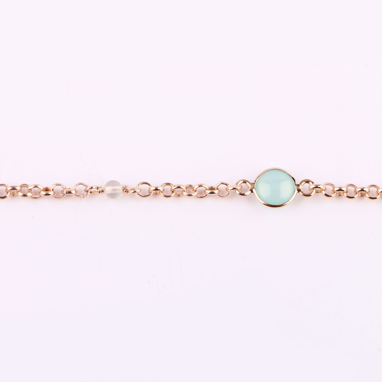 Bracelet: White Moonstone ( Pastel Color ) Almond( IDLI ) Shape Round 12.00mm ( Height : 5.90mm ) - - 2