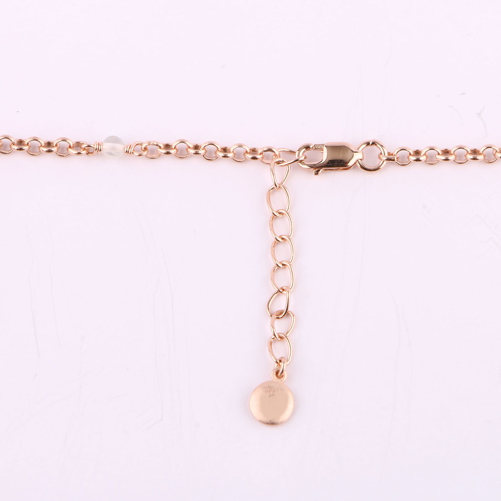 Bracelet: White Moonstone ( Pastel Color ) Almond( IDLI ) Shape Round 12.00mm ( Height : 5.90mm ) - - 4