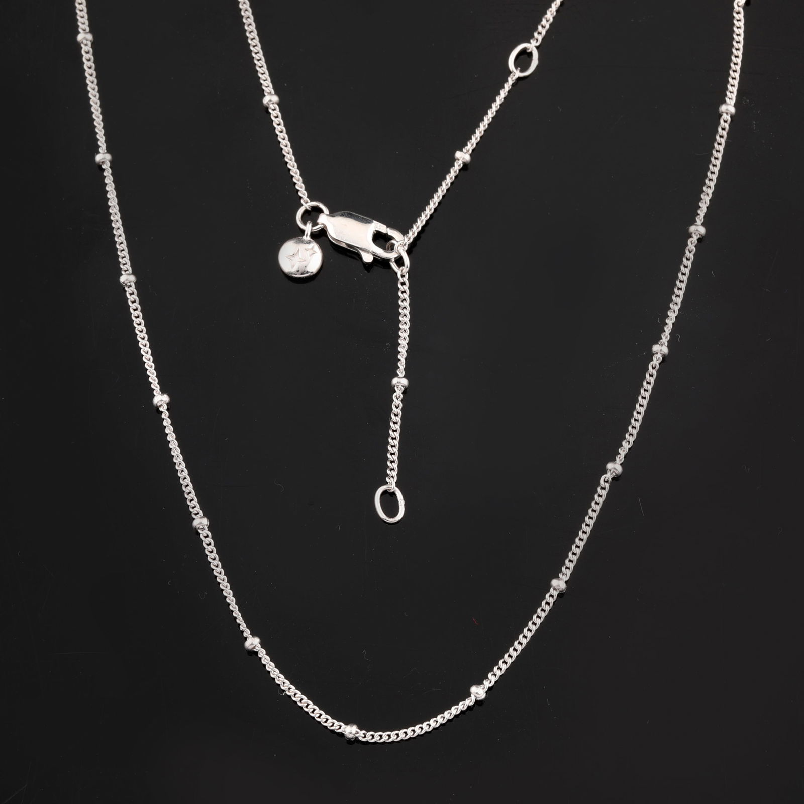 Fine Plain chain: Karizia Rolo Chain (ROLO FTT 030) with Tag and a triple extention 490mm / 520mm / - 2