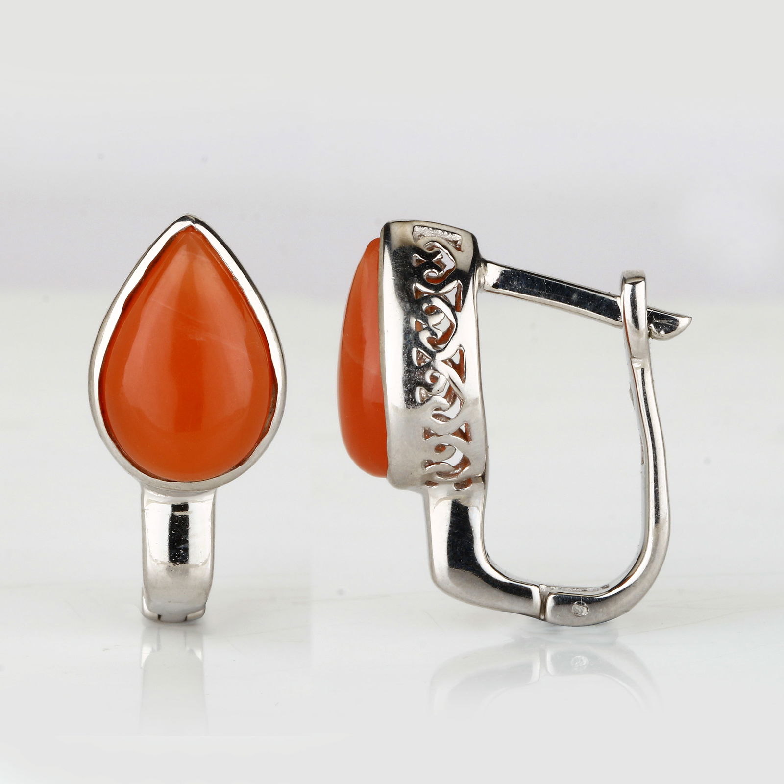 Earrings: Peach Moonstone CAB Pears 12x8mm - 3