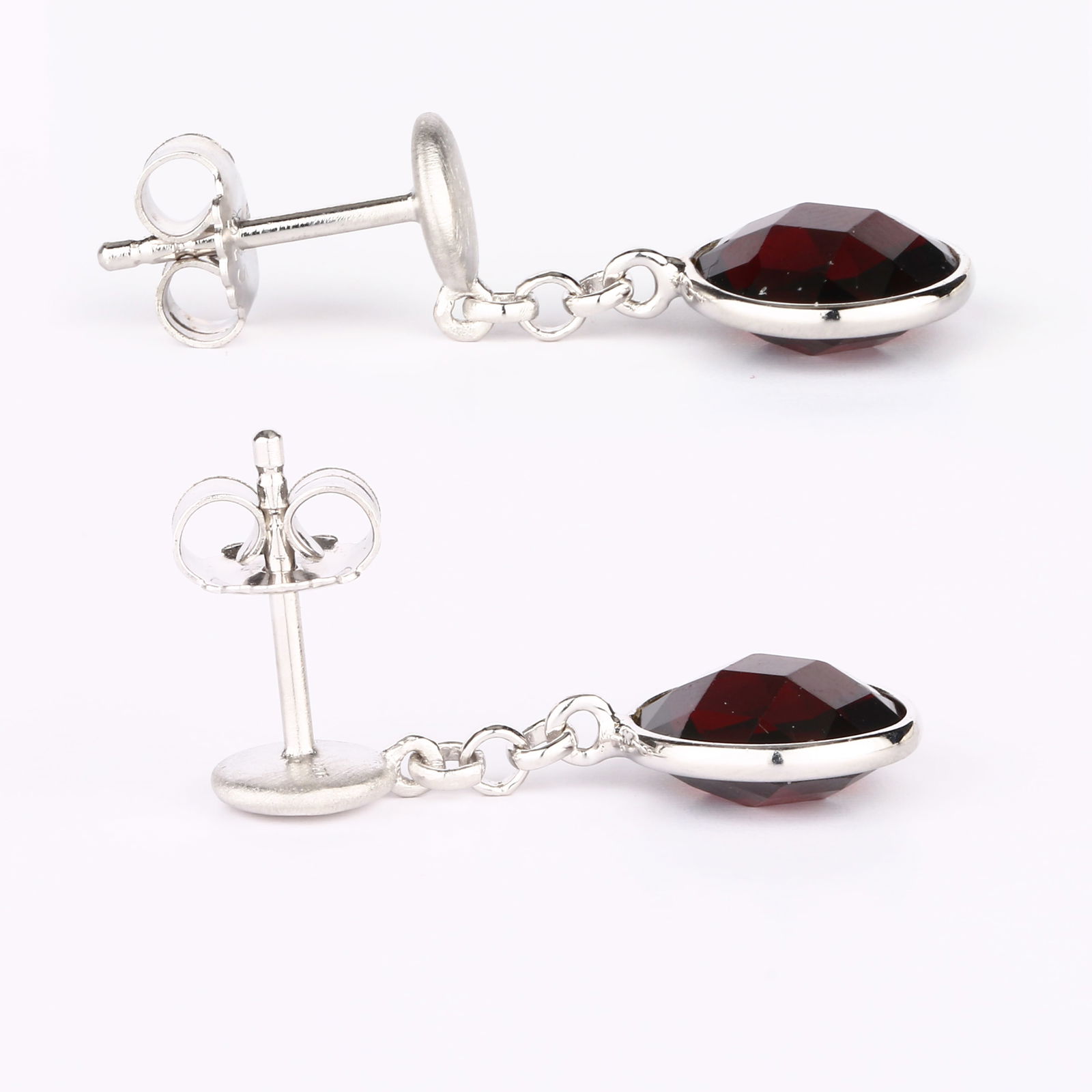 Earrings: Hydrabadi Garnet Briolite Round 9.00mm ( Height 4.30mm ) - 2Pcs ( Rollo Chain - 5Links ) ( - 3