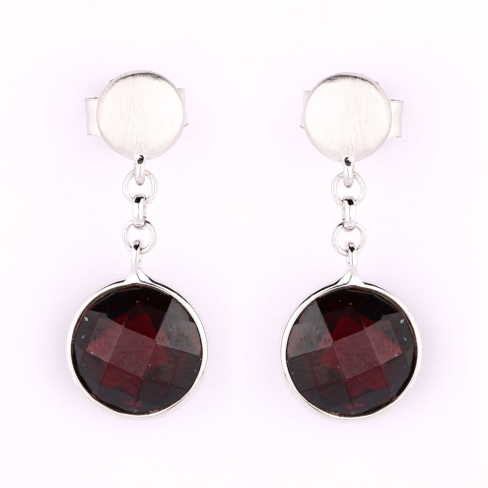 Earrings: Hydrabadi Garnet Briolite Round 9.00mm ( Height 4.30mm ) - 2Pcs ( Rollo Chain - 5Links ) ( - 4