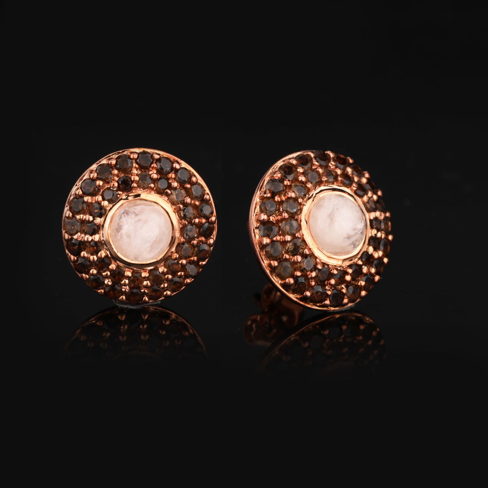 Earrings: Morganite CAB Round 6.00mm - 3
