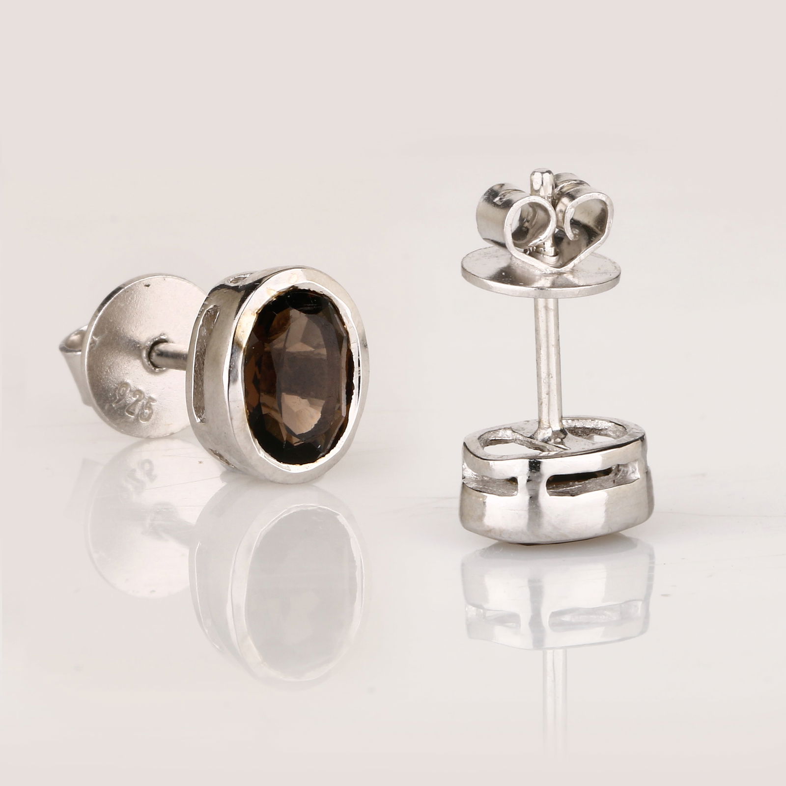 Earrings: Smoky Quartz Oval 7x5mm (1 of 5)