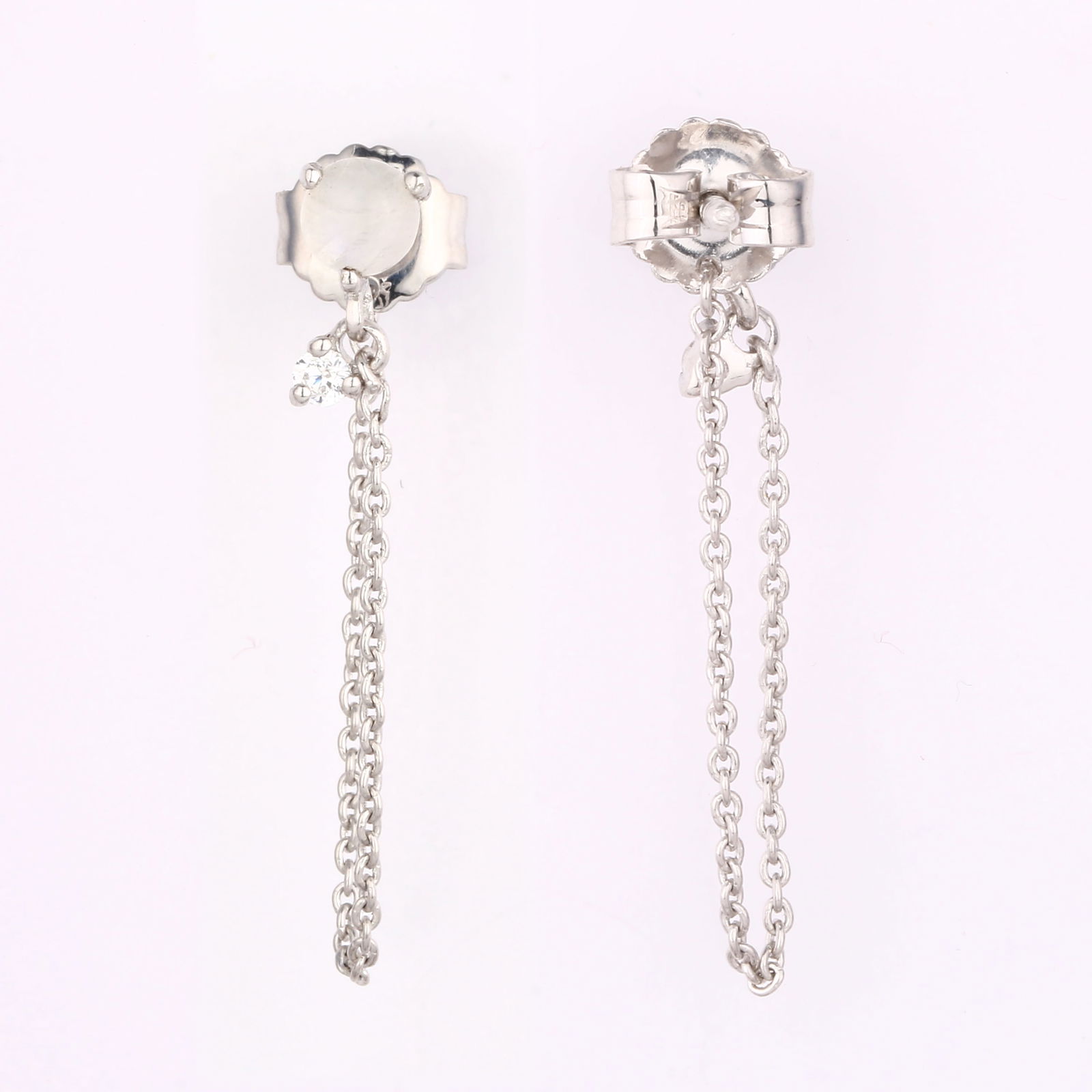 Earrings: White Rainbow Moonstone CAB Round 4.00mm - 2